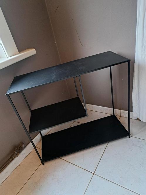 Modern Zwart Lichtmetalen Wandrek, Huis en Inrichting, Tafels | Sidetables, Gebruikt, Vierkant, Metaal, Ophalen