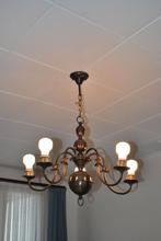 Kroonluchter messing jaren 60, Huis en Inrichting, Ophalen, Gebruikt, Metaal, Jaren 60