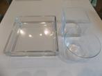 3 glazen schalen, Ophalen, Schaal, Rechthoekig, Glas