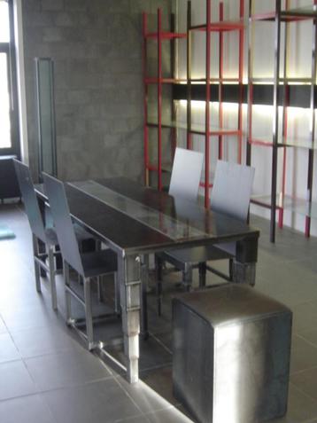 4 Stoelen Tafel Salontafel Licht en een poef, Ophalen, 50 tot 75 cm, Loftstyle, industiële, 50 tot 100 cm
