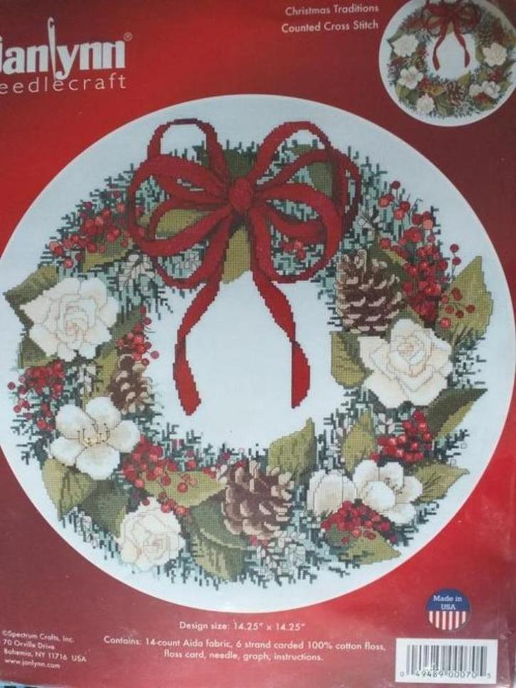 Borduurpakket Christmas Tradition van Janlynn, Hobby en Vrije tijd, Borduren en Borduurmachines, Nieuw, Borduurpakket, Verzenden