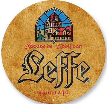 Reclamebord vintage Leffe (rond) - mancave poolhouse nieuw beschikbaar voor biedingen