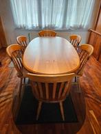 Ovale tafel in massieve grenenhout met 6 stoelen, Grenenhout, Gebruikt, Ophalen