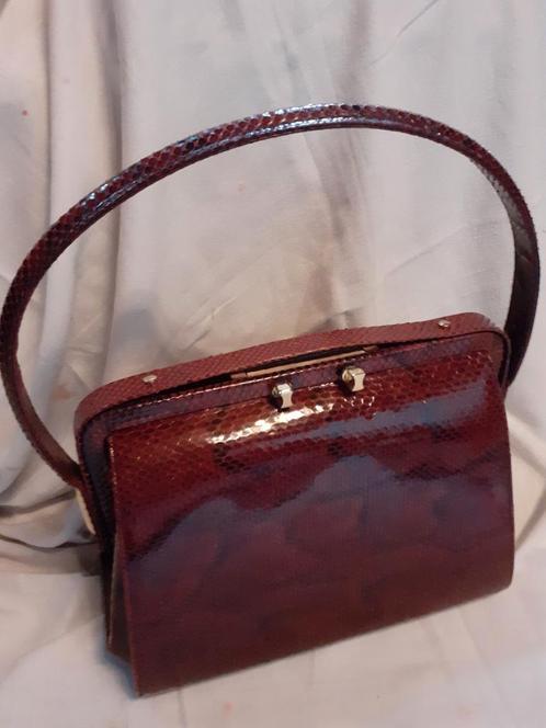 Prachtige  blinkende vintage python/slangenlederen handtas, Handtassen en Accessoires, Tassen | Damestassen, Gebruikt, Handtas