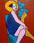 "Dame met waaier" Schilderij, Antiek en Kunst, Verzenden