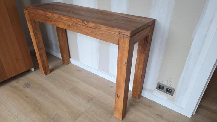 Volhouten bijzettafel – 120x40x80 cm, Huis en Inrichting, Tafels | Bijzettafels, Gebruikt, Rechthoekig, 60 cm of meer, 75 cm of meer