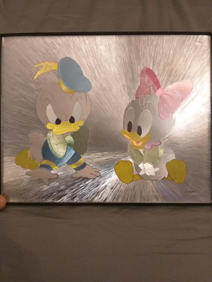 Disney framed foil art print (litho) Donald & Daisy Duck, Verzamelen, Disney, Gebruikt, Plaatje of Poster, Donald Duck, Ophalen of Verzenden