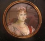 Antiek handgeschilderd miniatuur portret dame /18, Antiek en Kunst, Verzenden