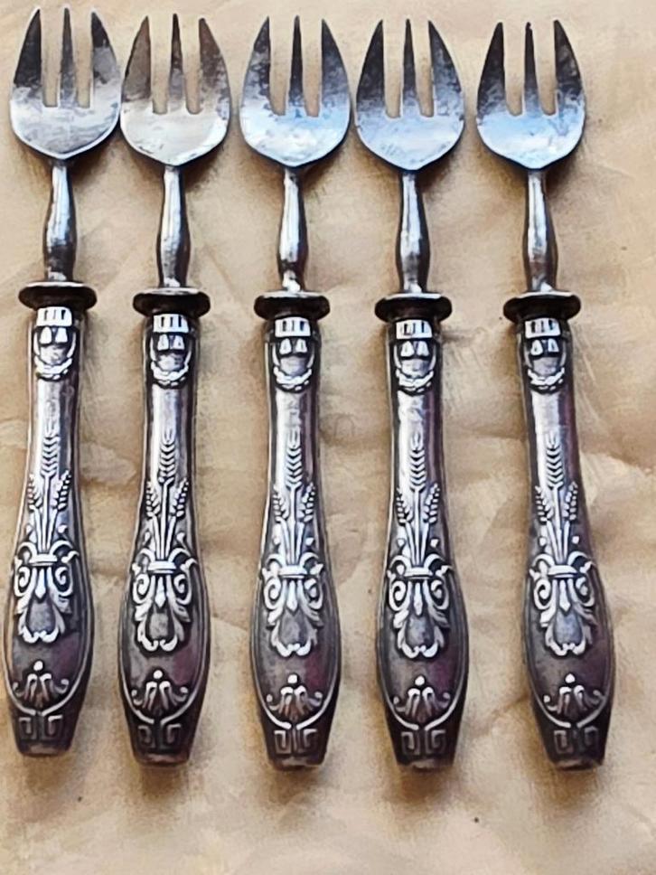 Antieke zilveren dessert vorken,  Sheffield ca 1893, Antiek en Kunst, Antiek | Zilver en Goud, Zilver, Ophalen of Verzenden