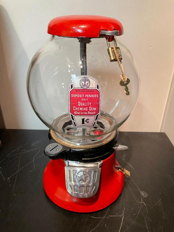 Distributeur de chewing-gum Columbus, Collections, Machines | Machines à sous, Utilisé, Avec clés, Enlèvement ou Envoi