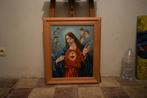 Schilderij van Jezus heilig hart van Jezus, gesigneerd Joky, Antiek en Kunst, Ophalen