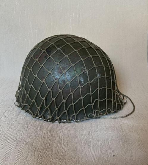 M1 type helm met binnenwerk en helmnet, Verzamelen, Militaria | Algemeen, Landmacht, Helm of Baret, Ophalen of Verzenden