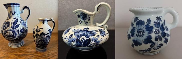 4x Delfts Blauw schenkkan/kruikvaas/roomkannetje + suikerpot, Antiek en Kunst, Antiek | Keramiek en Aardewerk, Ophalen of Verzenden