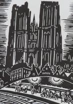 Houtsnede van Frans Masereel: BRUSSEL: Centraal Station, Verzamelen, Postkaarten | België, Verzenden, 1940 tot 1960, Ongelopen