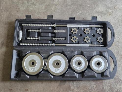 50KG Chrome Halterschijven & Dumbbell/Barbell Set, Sport en Fitness, Fitnessmaterialen, Gebruikt, Dumbbell, Armen, Benen, Borst