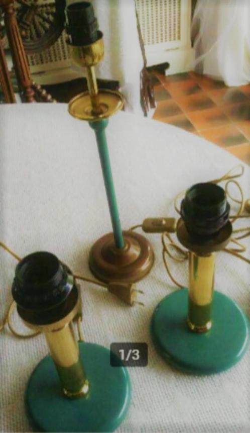 Lampadaires, nachtlampen, tafellamp met koper 3 stuks, Huis en Inrichting, Lampen | Tafellampen, Zo goed als nieuw, 50 tot 75 cm