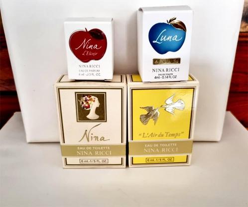 Kavel van 4 nieuwe parfumminiaturen van Nina Ricci, Verzamelen, Parfumverzamelingen, Nieuw, Miniatuur, Gevuld, Verzenden
