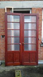Oude dubbele deur hout en glas (één paneel beschikbaar), 215 cm of meer, Gebruikt, Glas, Ophalen