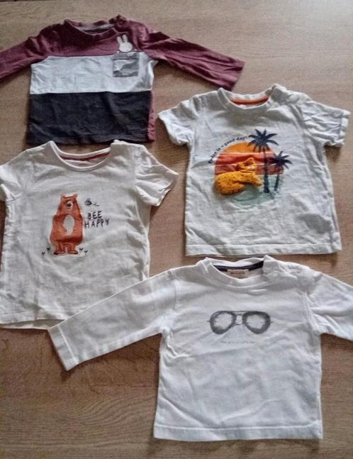 Set van 4 T-shirts maat 68 tot 80, Kinderen en Baby's, Babykleding | Maat 74, Gebruikt, Jongetje, Overhemdje of Bloesje, Ophalen of Verzenden