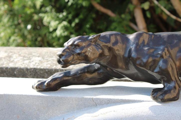 een bronzen panter, lengte: 60 cm!, Tuin en Terras, Tuinwanddecoratie, Nieuw, Ophalen of Verzenden