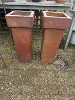 2 grote gres plantenzuilen, Tuin en Terras, Ophalen, Gebruikt, Vierkant
