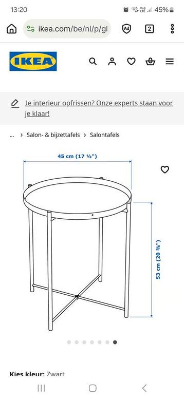 Zwarte bijzettafel van Ikea beschikbaar voor biedingen