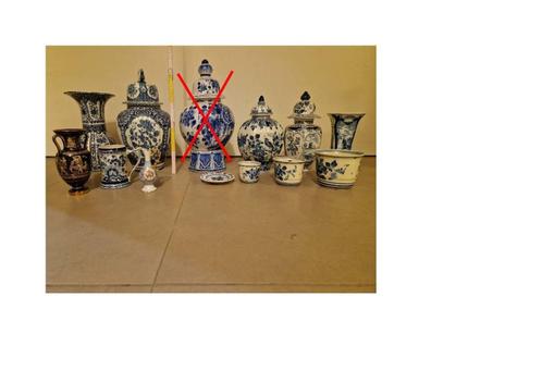 Delftse vaas 48 cm  DELFT - Fakiolas - Limoges  (18 st), Huis en Inrichting, Woonaccessoires | Vazen, Nieuw, Blauw, Minder dan 50 cm