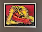 Schilderij misnoegde van cobra schilder Martin van Wordragen, Antiek en Kunst, Ophalen