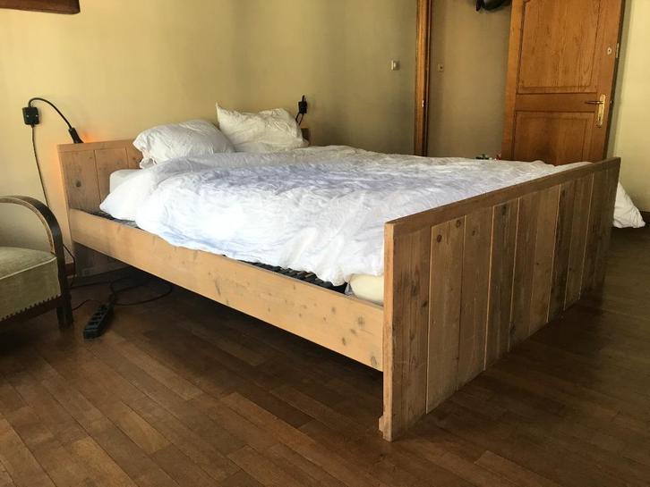 Bed steigerhout, Huis en Inrichting, Slaapkamer | Bedden, Gebruikt, Tweepersoons, 180 cm, 220 cm, Steigerhout, Ophalen