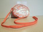 C&A Accessoires fluo pink ovaal glittertasje met rits, Nieuw, Ophalen of Verzenden, Schoudertasje, Roze