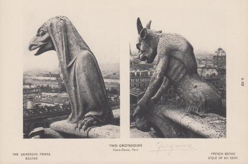 PARIS - Notre-Dame de Paris : Deux Grotesques, Collections, Photos & Gravures, Comme neuf, Gravure, Animal, Avant 1940, Envoi