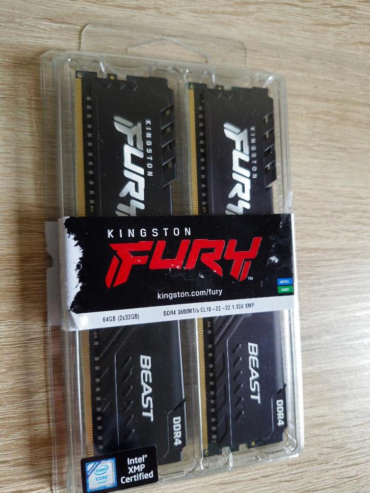 Kingston DDR4 FURY Beast 2x32 Go 3600 MHz - Parfait état, Informatique & Logiciels, Mémoire RAM, Comme neuf, Desktop, 64 GB, DDR4