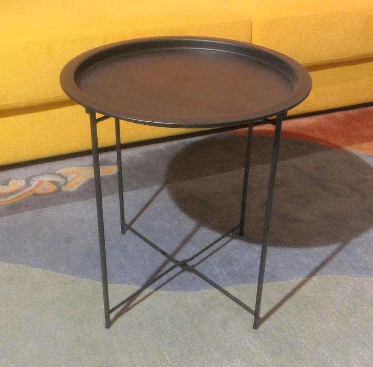 bijzettafeltje JYSK demonteerbaar, Maison & Meubles, Tables | Tables d'appoint, Comme neuf, Rond, 45 à 60 cm, Moins de 55 cm, Métal ou Aluminium