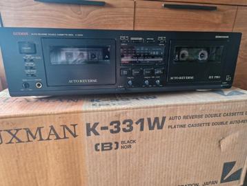 Platine à double cassette Luxman K-331W + boîte de rangement, Enlèvement ou Envoi, Double, Auto-reverse