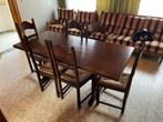 Houten eettafel + 6 stoelen, Huis en Inrichting, Tafels | Eettafels, 50 tot 100 cm, 150 tot 200 cm, Rechthoekig, Vintage