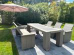 Prachtige Tuinset steigerhout met blauwsteentegel, Tuin en Terras, Tuinsets en Loungesets, Ophalen, Zo goed als nieuw, Bank, Tuinset