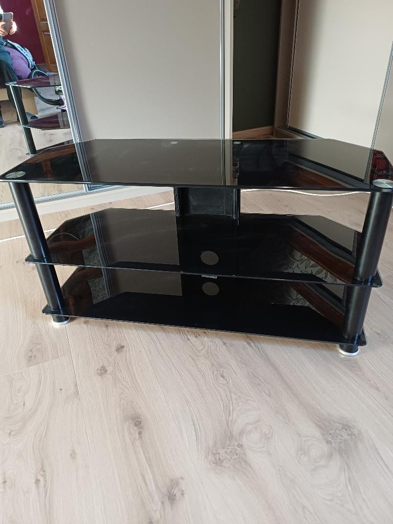 Meuble TV en verre noire, Ophalen, Gebruikt, Glas