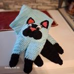 Sjaaltje poes zwart en licht blauw ,plastiek oogjes, Ophalen of Verzenden, Nieuw