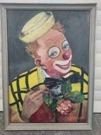 huile sur panneau clown signe hubert borguet, Enlèvement ou Envoi