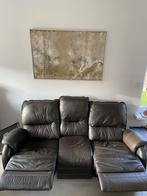 Salon Leder Bruin 2 zit & 3 zit met relax functie, Huis en Inrichting, Ophalen, Leer, Zo goed als nieuw, Rechte bank