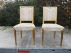 Gestoffeerde stoelen beige/goud hout 2 st, Gebruikt, Hout, Ophalen, Overige kleuren