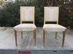 Gestoffeerde stoelen beige/goud hout 2 st, Huis en Inrichting, Stoelen, Ophalen, Gebruikt, Overige kleuren, Hout