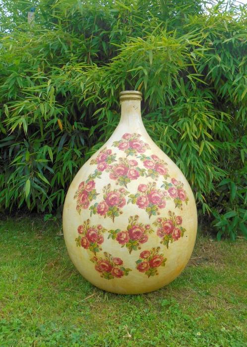 XXL Oude bolle Dame Jeanne met bloemen, Antiek en Kunst, Curiosa en Brocante, Ophalen