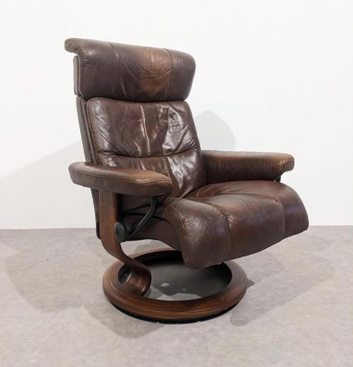 Relax stresless leer Ekornes vintage fine 70, Huis en Inrichting, Fauteuils, Zo goed als nieuw, Leer, Ophalen