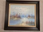 Eenden landen in het water., Antiek en Kunst, Kunst | Schilderijen | Klassiek, Ophalen