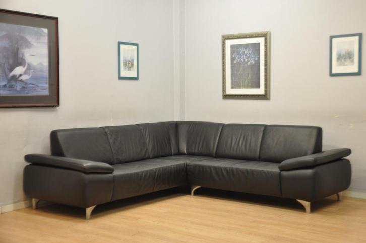 Superbe salon CUIR 240x250cm carré SCHILLIG Noir moderne, Maison & Meubles, Canapés | Salons, Utilisé, Cuir, Enlèvement