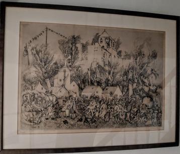 Rene De Coninck - Grote ets - "Muziek" - ingekaderd beschikbaar voor biedingen