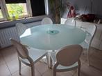 Ronde glazen designtafel, Huis en Inrichting, Ophalen, Gebruikt, Rond, Vijf personen of meer