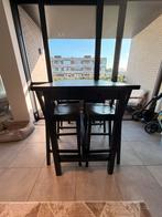 Bartafel met 4 barstoelen – zwart – goede staat, Ophalen, Zo goed als nieuw, Vier personen, Rechthoekig