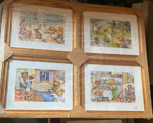 Set van 4 kaders met berenmotieven nieuw in verpakking, Kinderen en Baby's, Kinderkamer | Inrichting en Decoratie, Nieuw, Wanddecoratie